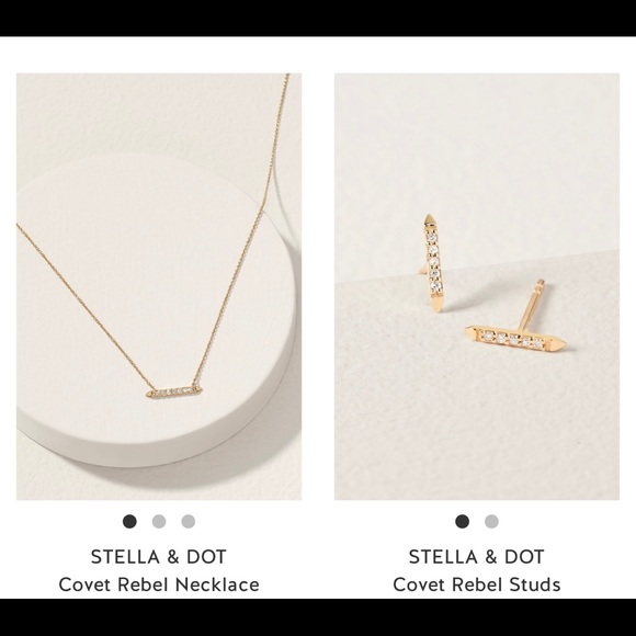 Covet 14kt gold/diamonds necklace and earrings